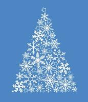 resumen imagen de un Navidad árbol hecho de copos de nieve y estrellas. triangular silueta de abeto para póster, fiesta invierno tarjeta. vector gráficos.