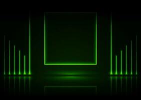 Green neon lines and square abstract technology background vector