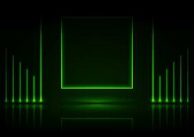 Green neon lines and square abstract technology background vector