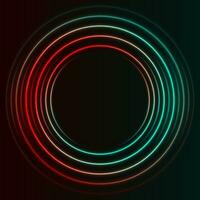 Blue and red neon circles abstract futuristic background vector