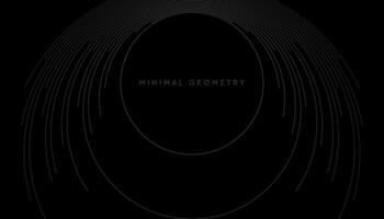 Dark grey minimal round lines abstract futuristic tech background vector