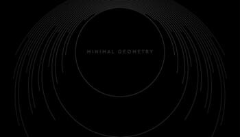 Dark grey minimal round lines abstract futuristic tech background vector