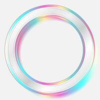 Holographic circle frame geometric abstract tech background vector