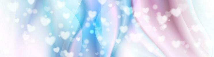 Colorful smooth blurred waves and hearts abstract background vector