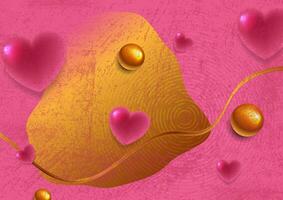 Pink and golden Valentines Day grunge abstract background vector