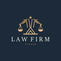 Lawyer Logo, Law Court Simple Design, Legal Scales Template Illustration Vector