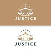 Lawyer Logo, Law Court Simple Design, Legal Scales Template Illustration Vector