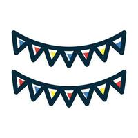 Bunting Vector Thick Line Filled Dark Colors Icons For Personal And Commercial Use.