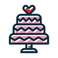 Wedding Cake Vector Thick Line Filled Dark Colors Icons For Personal And Commercial Use.