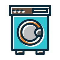 Laundry Machine Vector Thick Line Filled Dark Colors Icons For Personal And Commercial Use.