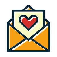 Love Letter Vector Thick Line Filled Dark Colors Icons For Personal And Commercial Use.