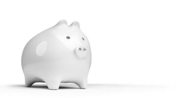 White piggybank isolated photo