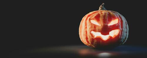 Halloween pumpkin glowing. Jack-o'-lantern photo