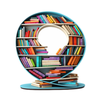 Bookshelf isolated on transparent background. PNG file, cut out. AI Generated