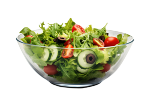 Fresh salad in a bowl isolated on transparent background. PNG file, cut out. AI Generated