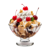 Ice cream sundae isolated on transparent background. PNG file, cut out. AI Generated