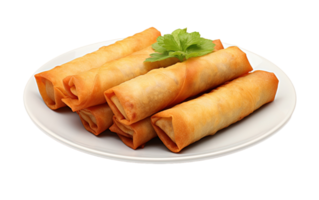 Spring rolls isolated on transparent background. PNG file, cut out. AI Generated