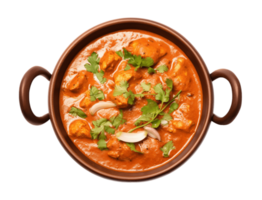 Indian butter chicken curry isolated on transparent background. PNG file, cut out. AI Generated