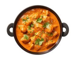 Indian butter chicken curry isolated on transparent background. PNG file, cut out. AI Generated