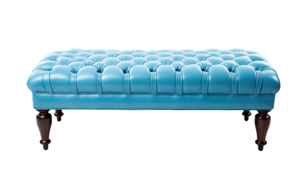 azul copetudo otomano banco aislado en transparente antecedentes. png archivo, cortar afuera. ai generado