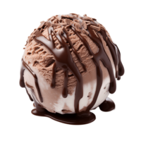 Chocolate ice cream ball isolated on transparent background. PNG file, cut out. AI Generated