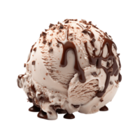 Chocolate ice cream ball isolated on transparent background. PNG file, cut out. AI Generated