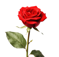 Red rose isolated on transparent background. PNG file, cut out. AI Generated