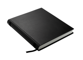 Black notebook, notepad, diary isolated on transparent background. PNG file, cut out. AI Generated