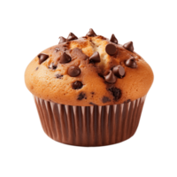 Chocolate muffin cake isolated on transparent background. PNG file, cut out. AI Generated