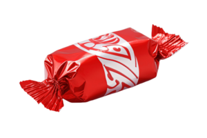 Red wrapper candy isolated on transparent background. PNG file, cut out. AI Generated