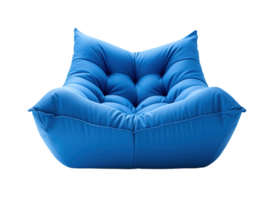 Blue bean bag chair isolated on transparent background. PNG file, cut out. AI Generated