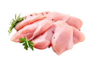 Raw chicken meat isolated on transparent background. PNG file, cut out. AI Generated