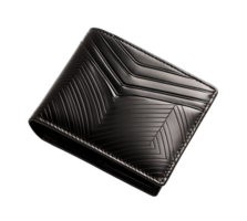 Black leather wallet isolated on transparent background. PNG file, cut out. AI Generated