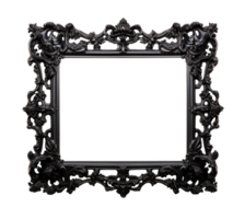 Black baroque frame isolated on transparent background. PNG file, cut out. AI Generated