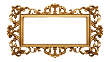 dorado barroco decorativo lujo foto marco aislado en transparente antecedentes. png archivo, cortar afuera. ai generado