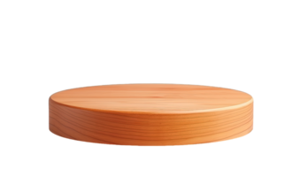 Empty Wooden round podium for product display presentation isolated on transparent background. PNG file, cut out. AI Generated