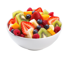 Fresh fruit salad isolated on transparent background. PNG file, cut out. AI Generated