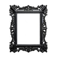 Black baroque frame isolated on transparent background. PNG file, cut out. AI Generated