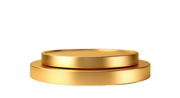 Empty gold round Podium for product display presentation isolated on transparent background. PNG file, cut out. AI Generated