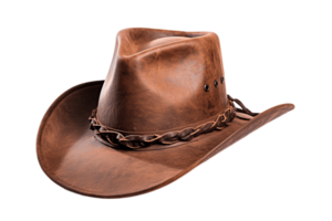 marrón cuero vaquero sombrero aislado en transparente antecedentes. png archivo, cortar afuera. ai generado