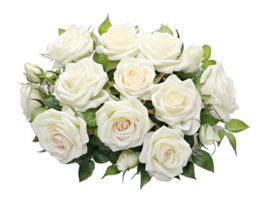 bianca Rose mazzo di giardino fiori floreale preparativi isolato su trasparente sfondo. png file, tagliare fuori. ai generato