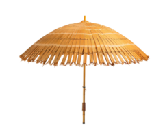 Straw beach umbrella isolated on transparent background. PNG file, cut out. AI Generated