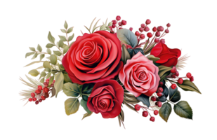 rosso Rose mazzo di giardino fiori floreale preparativi isolato su trasparente sfondo. png file, tagliare fuori. ai generato