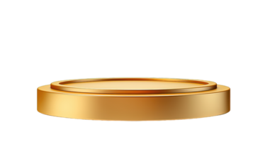 Empty gold round Podium for product display presentation isolated on transparent background. PNG file, cut out. AI Generated