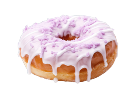 Taro donut isolated on transparent background. PNG file, cut out. AI Generated