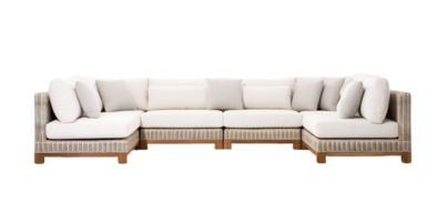 Outdoor sectional sofa isolated on transparent background. PNG file, cut out. AI Generated