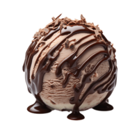 Chocolate ice cream ball isolated on transparent background. PNG file, cut out. AI Generated