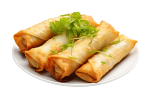 Spring rolls isolated on transparent background. PNG file, cut out. AI Generated