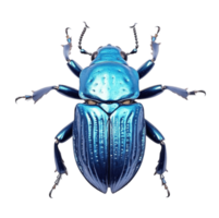 Shiny blue beetle isolated on transparent background. PNG file, cut out. AI Generated