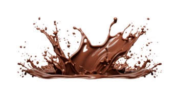 Chocolate splash isolated on transparent background. PNG file, cut out. AI Generated